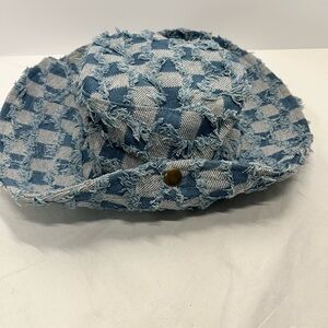 Frayed Blue Checkered Women's Hat